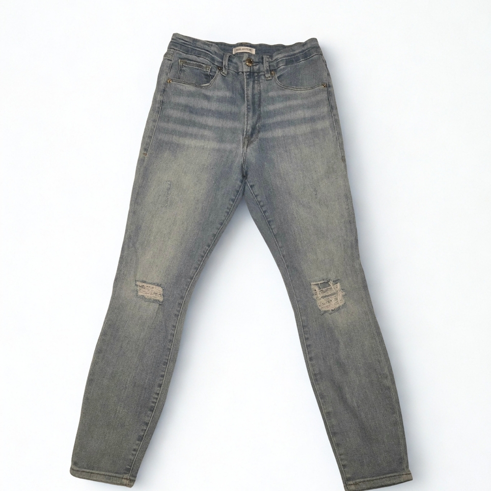 Good American Good Waist Crop Distressed Jeans